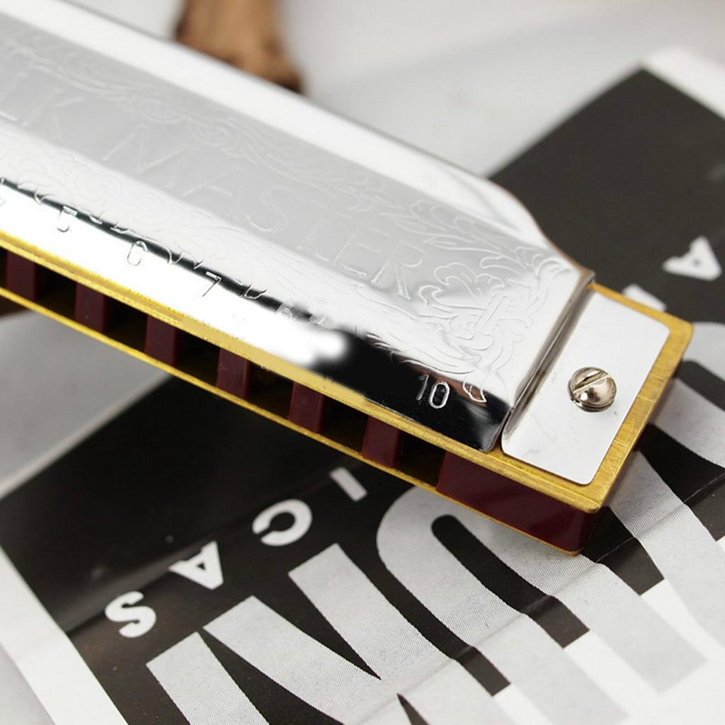 Mundharmonika 10 Löcher C-Ton Klar Stabiler Klang Mundorgel Exquisite Schöne Harmonica C