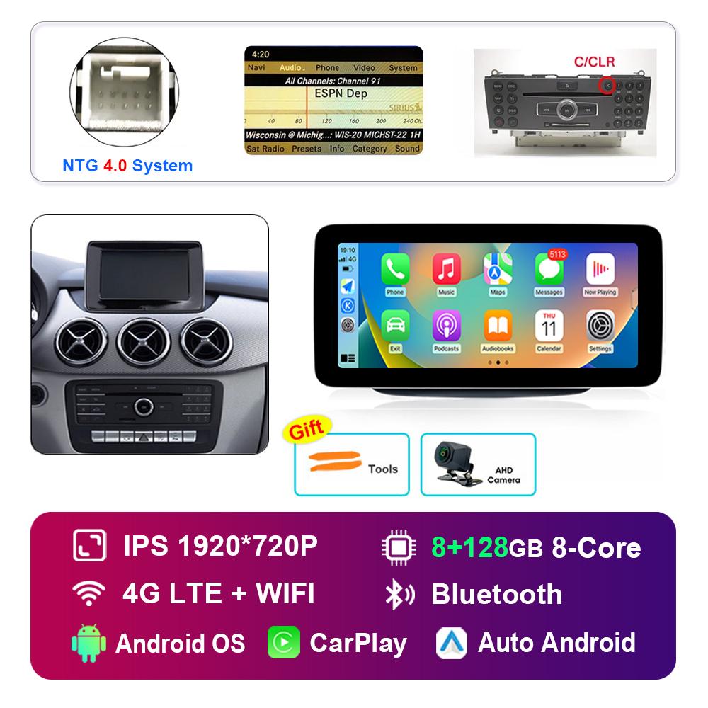 10.25 Inch 1920*720P for Benz B-Class W246 W245 2011 - 2019 NTG 4.0 4.5 System Android Car Radio Multimedia Player GPS 4G WiFi