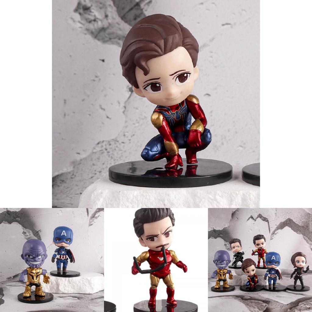 Q Version Of Avengers Captain America Iron Man Thanos Spider-man Miniature Model Decoration For Marvel Fans