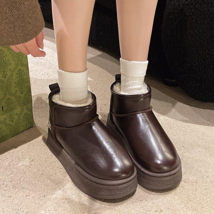 

Muffin platform snow boots women s winter 2025 waterproof short tube heightening cotton shoes warm velvet bread shoes women 40