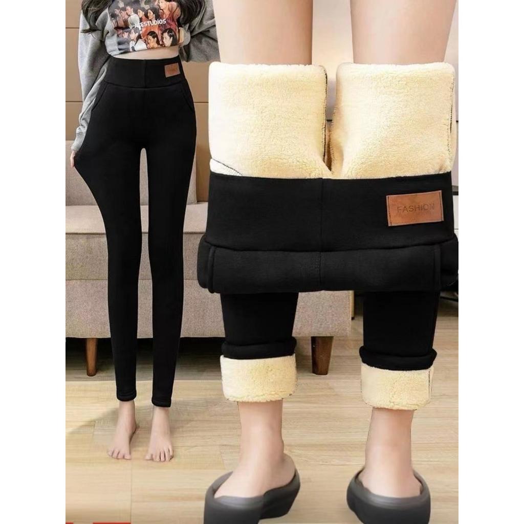300-390g Thickened Lamb Wool Leggings with Added Fleece, Women's Outerwear, Pencil Pants with Small Legs, High Waist, Slim Fit, and Warm Pants
