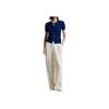 Polo Ralph Lauren PE25 Top a maglia a maniche corte monopetto con logo ricamato da donna blu 211965760-002