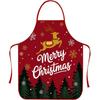 Christmas Printed Apron, Red Snowman Reindeer Kitchen Cooking Apron, Holiday Party Decor Bib for Women Men