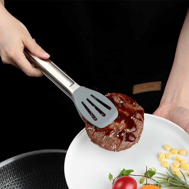 Stainless Steel Bread Tongs No-slip Handle Kitchen Tool for Salad Steak Meat Clip Cooking Accessories