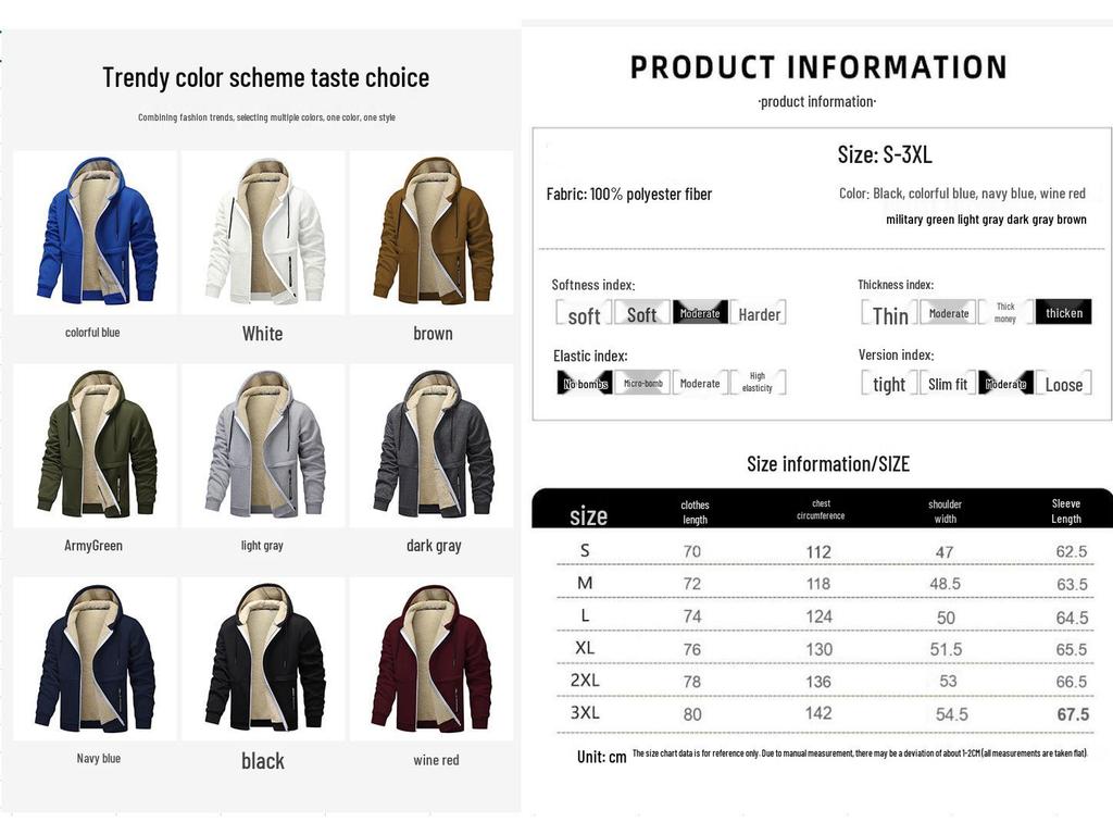 European & American Men's Thick Fleece Hoodie - OZON Hooded Loose Jacket, Baseball Style