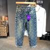 Uomini e Donne Stessi Jeans Jacquard Americani di Alta Gamma Autunno e Inverno Nuovi High Street Larghi Dritti Casual Pantaloni a Gamba Larga