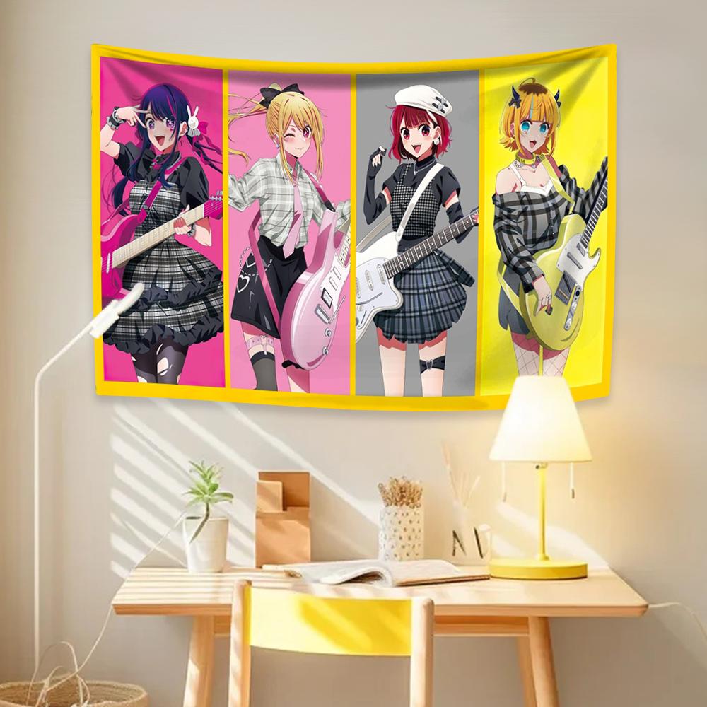 

Oshi No Kos Anime Hippie Wall Hanging Tapestries Art Home Decor Kawaii Bedroom Dorm Background Cloth Sofa Blanket Fans Gift 29x37in