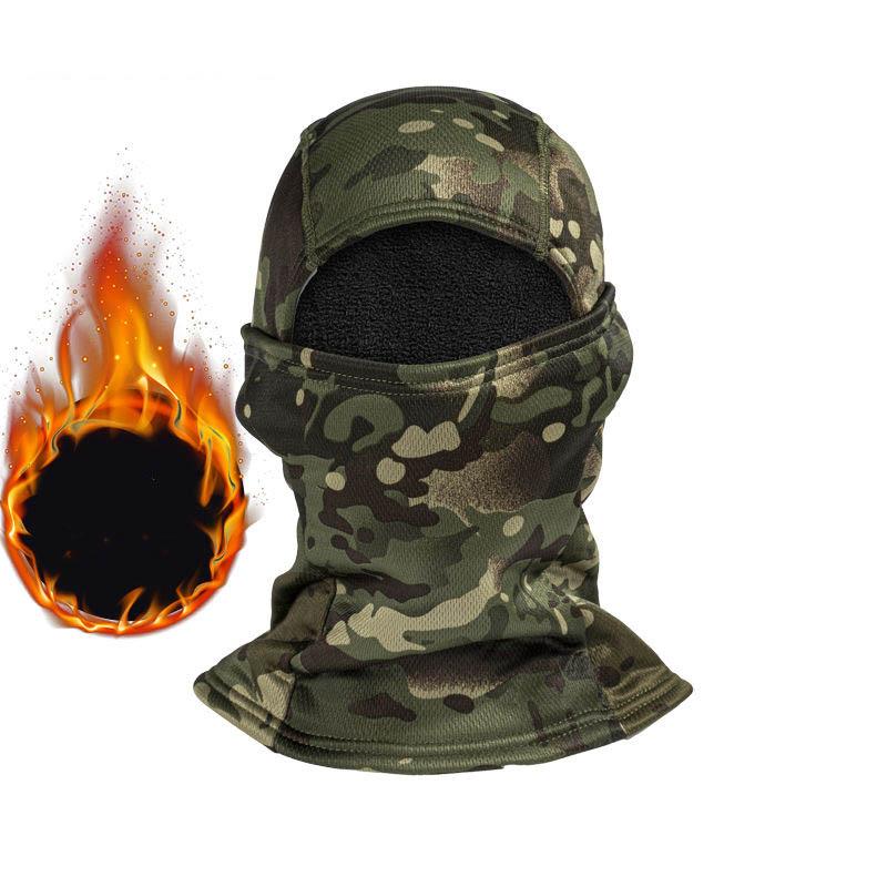 Winter Warming Hood for Men's Cycling Cold-proof Face Mask with Lining Windproof Face Shield and Long Bib Cover