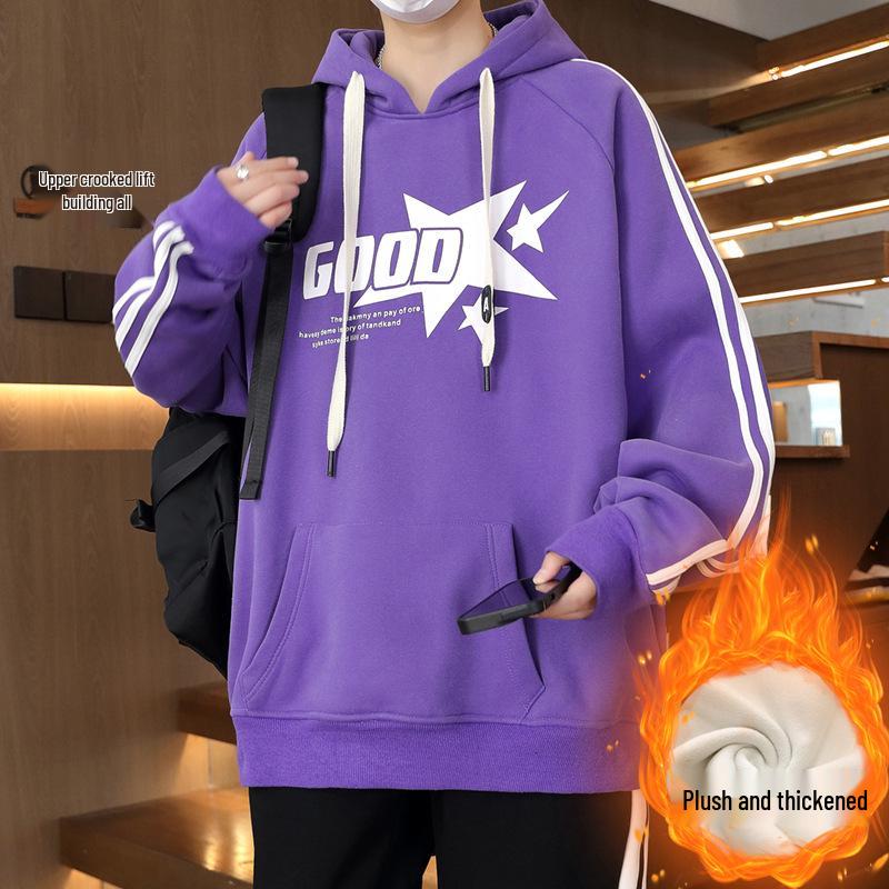 Autumn/Winter Teen Hoodie for Boys, Ages 12-16, Plus Velvet, Thick and Warm