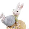 Cute Easter Bunny Statue with Egg Sculpture Resin Figurine Crafts Home Table