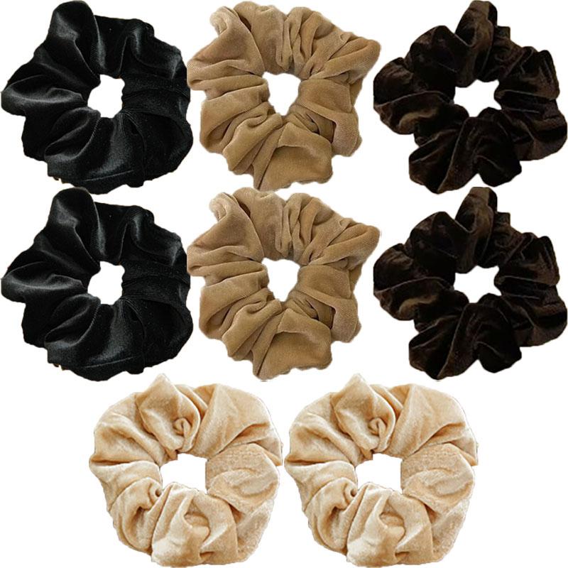 Koreanischer Samt Scrunchie Gummi Elastische Haarbänder Damen Einfarbig Stirnband Pferdeschwanzhalter Bänder Seil Mädchen Haaraccessoires