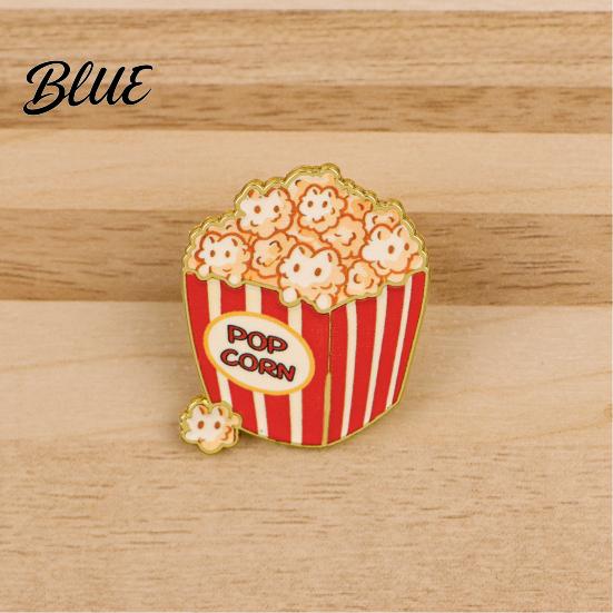 Statement Brooch Piece Cartoon Cat Popcorn Lapel Pin Cute Food