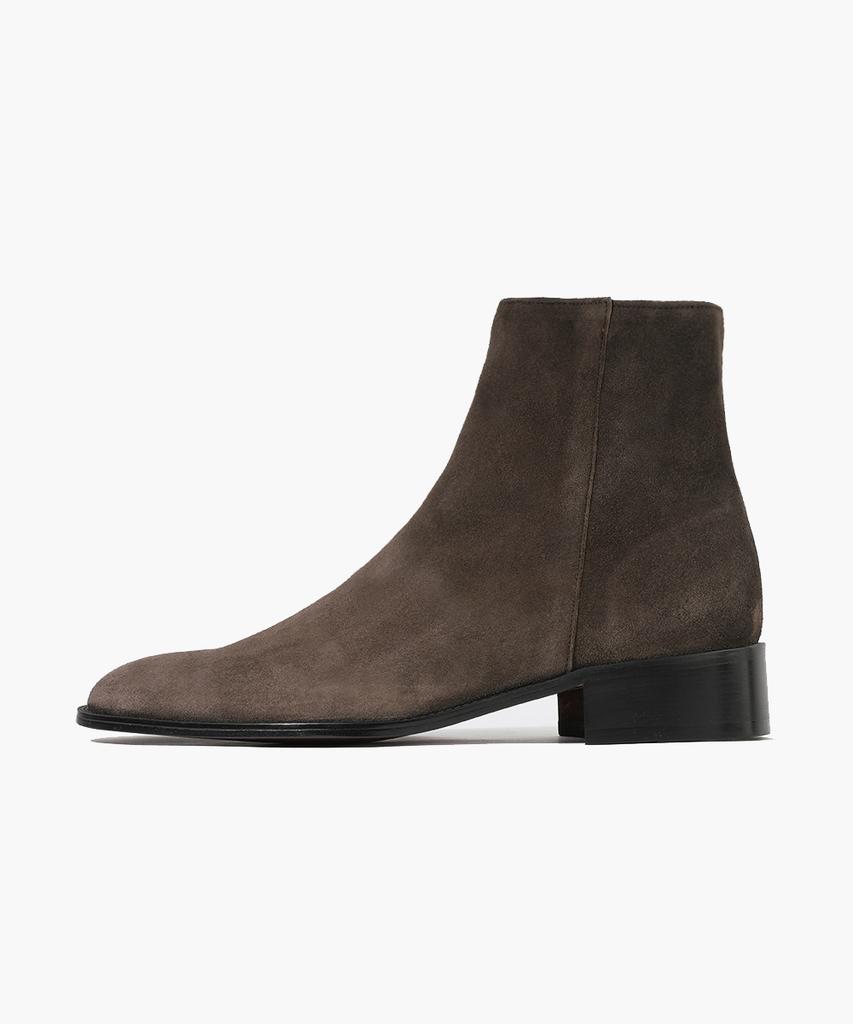 Firenze Atelier Hidden Zipper Detail Slim Toe Suede Zip-Up Boots 3343-Qs [Dark Brown]