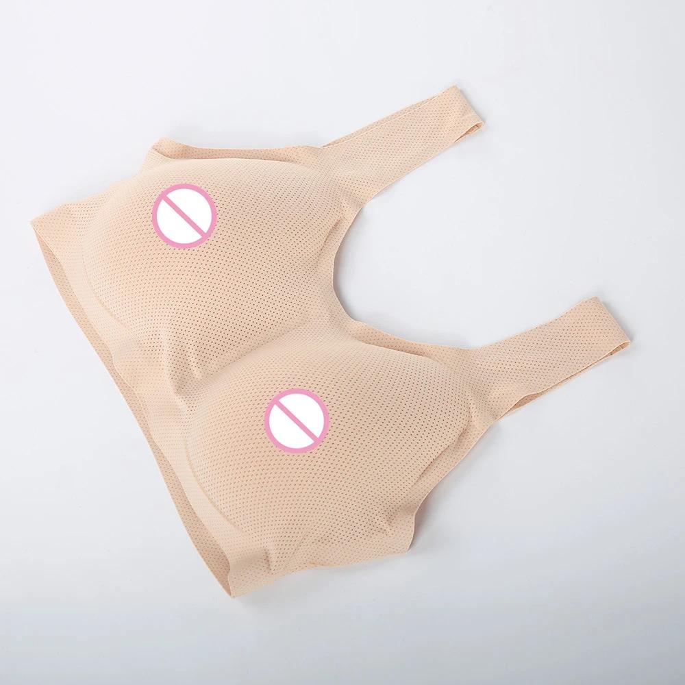 Realistic Silicone Adhesive False Breast Forms Male Crossdresser Shemale Fake Boobs/with Bra for Drag Queen Cosplay Transvestite