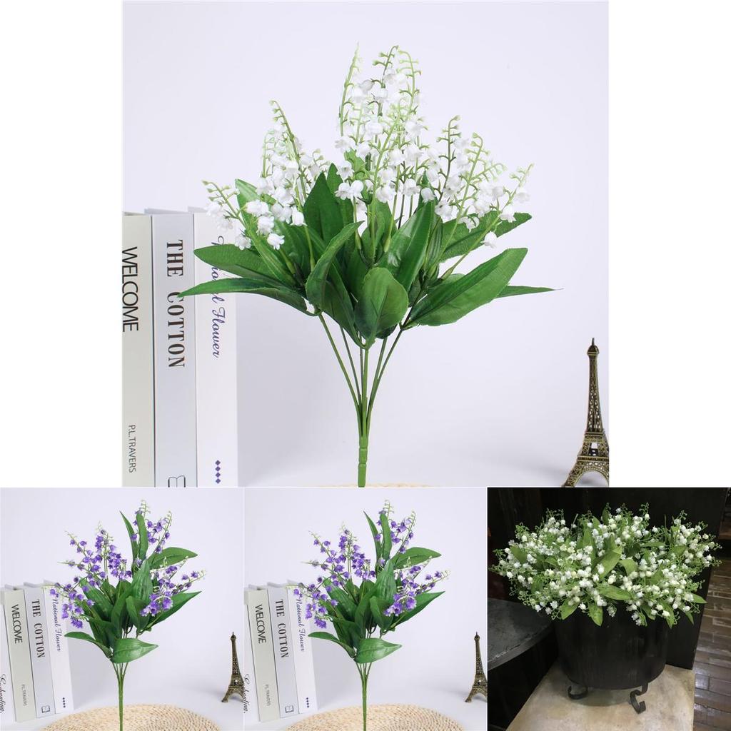 Beautifully Crafted 7 Branch Fake Lily Of The Valley Bouquet For Luxurious Event Decoration