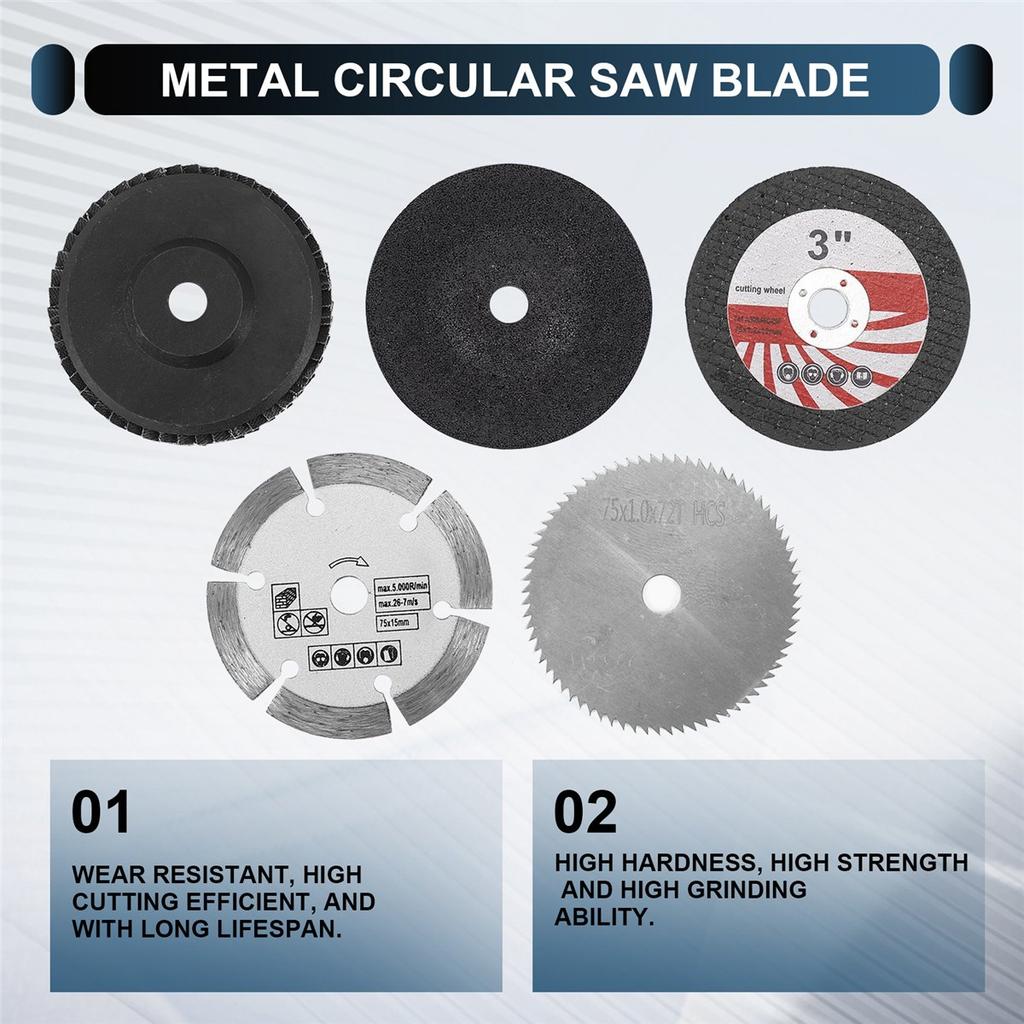 BHBL 5Pcs 75mm Cutting Disc for 10mm Bore Angle Grinder Metal Circular Saw Blade Flat Flap Grinding Wheel Sanding Pads Tool
