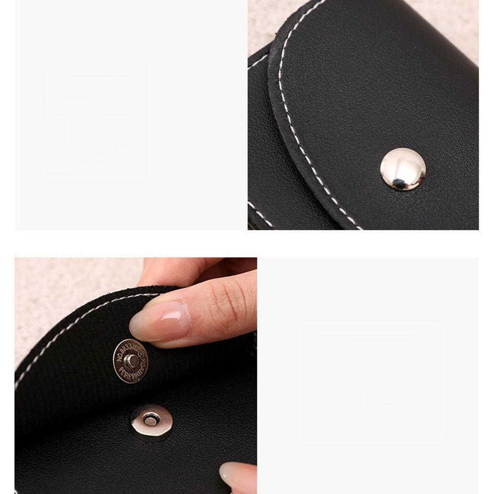 Short Clutch Mini Wallet Magnet Buckle Solid Color Card Holder Portable Thin Card Bag  Men