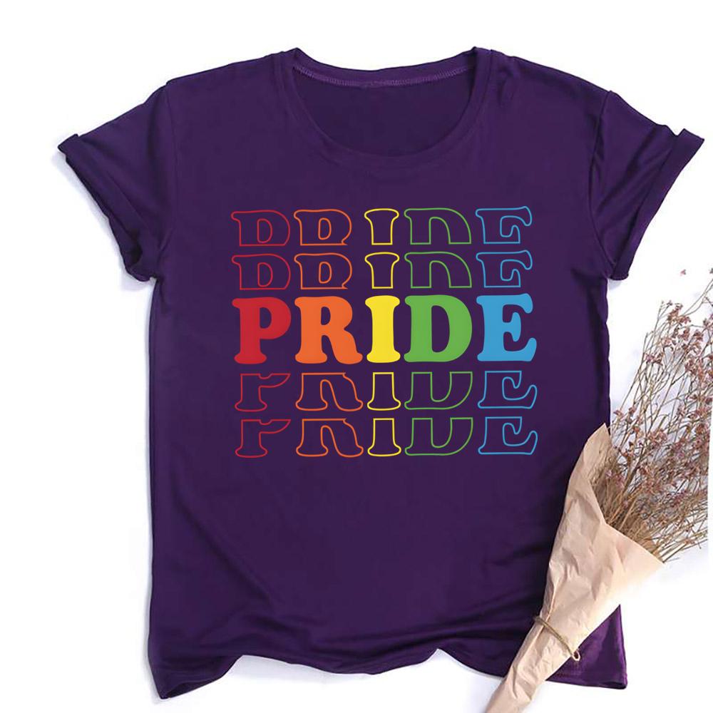 Rainbow PRIDE Print Tee Shirt LGBT Pride Month Tshirt Female Rainbow Tshirt Girls Top Love Wins Graphic Tee Summer Clothes