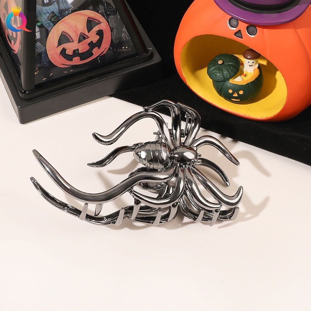 1 Pièce Halloween Pinces à Cheveux Araignée Noire avec Design de Charme Perle, Pinces à Cheveux Métal Gothique Punk Maintien Fort Accessoires Cheveux