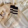 5 Pairs of Socks with Shark Pants, Women's Mid-calf Thickened Thermal Socks for Autumn and Winter, Trendy and Versatile Long Student Sports Socks