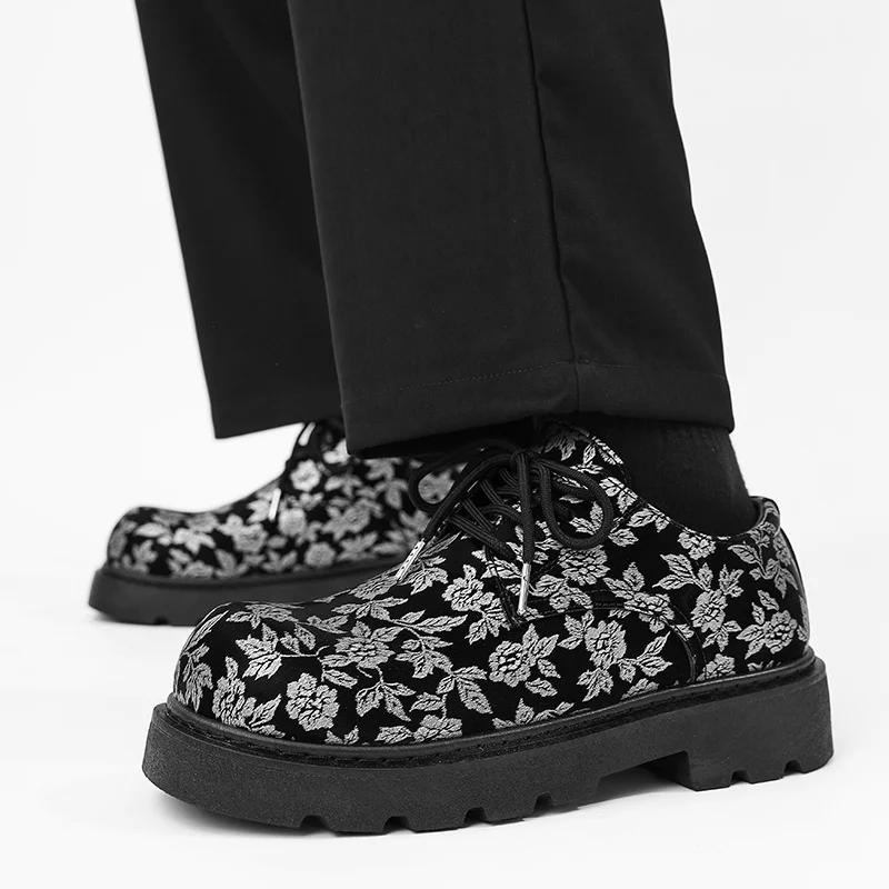 Men Casual Shoes Lace Up British Style Oxfords Print Design High Quality Derby Shoe Fashion Comfortable Outdoor Shoes Male 39-44