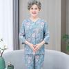 Elderly Women's Chinese Style 3/4 Sleeve Summer Outfit Set
