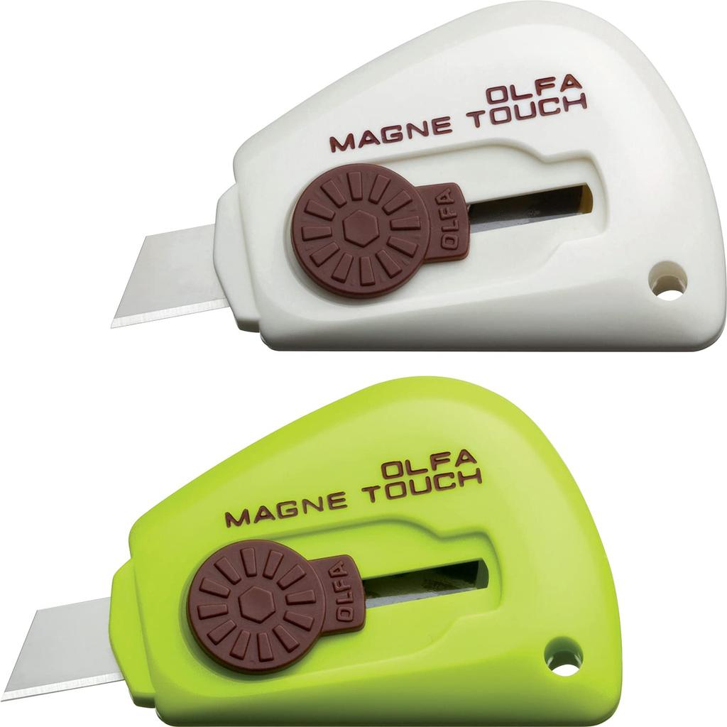 OLFA Compact Knife Magnetouch 95B2 (2-pack, White/Lime Green)