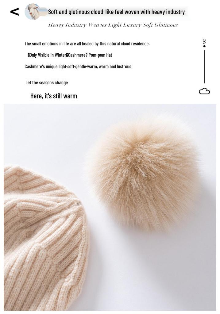 Unisex Cashmere Pom-Pom Hat: Stylish, Knitted, Warm Ear Protection for Autumn & Winter