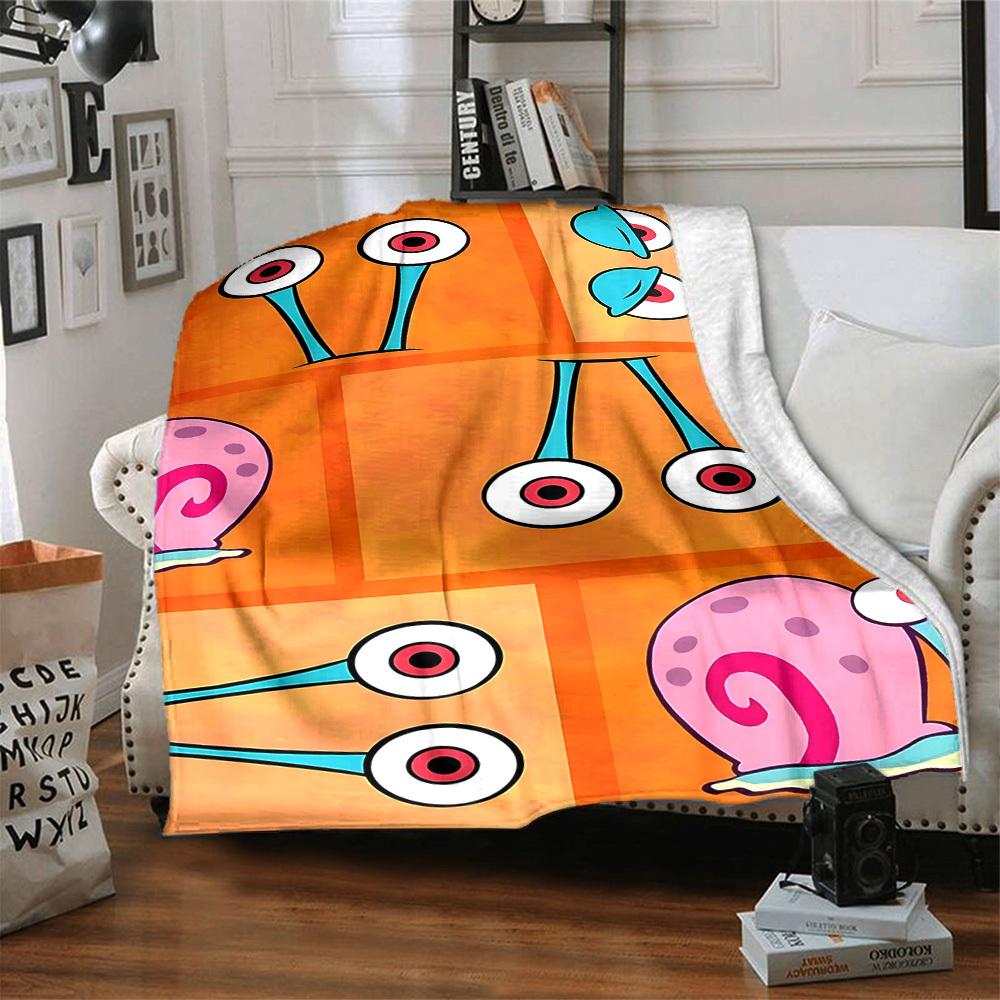 1pc SpongeBob Cozy Print Blanket Lightweight Warm Flannel Throw Blanket For Sofa, Bed, Living Room