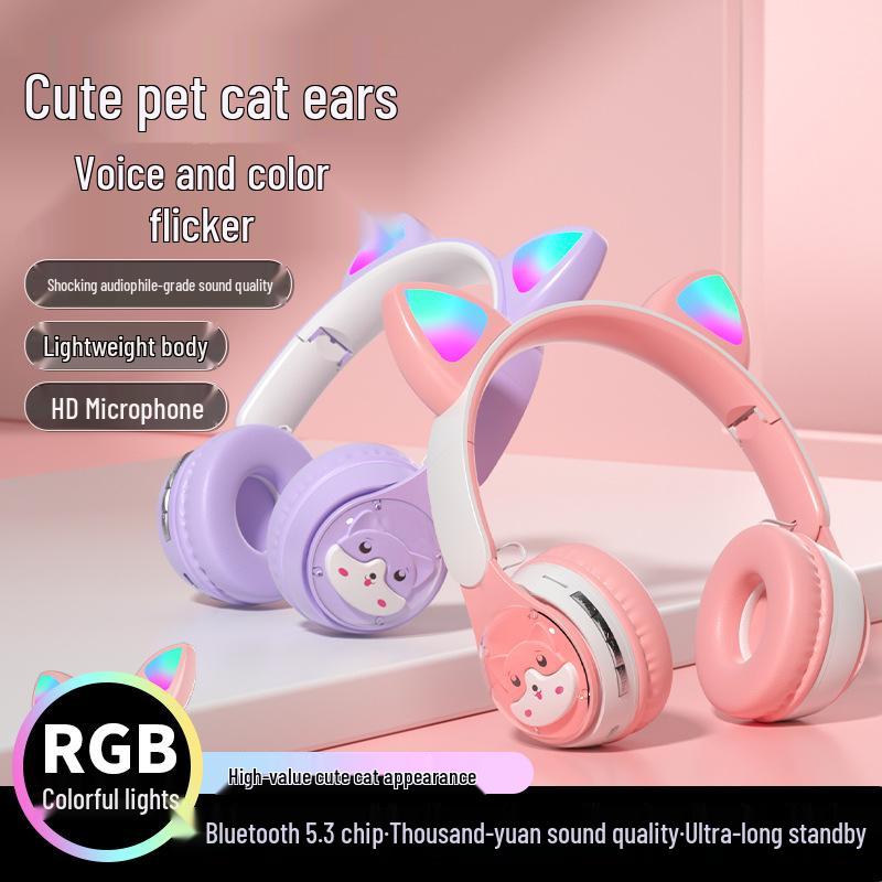 28T Space Capsule Cat Ear Bluetooth Headset Wireless 5.3