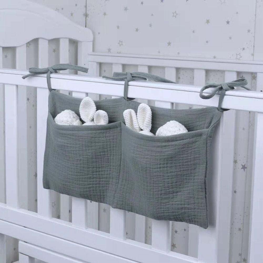 Cotton Baby Crib Storage Bag Large Capacity Newborn Bedside Bag Baby Stuff Organizer Baby Crib