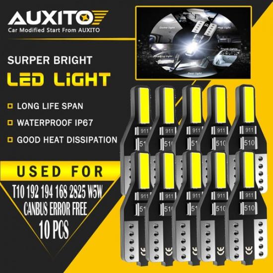 10X T10 Canbus LED License Side Marker Dome Map Light Bulbs 194 168 2825 2SMD EA