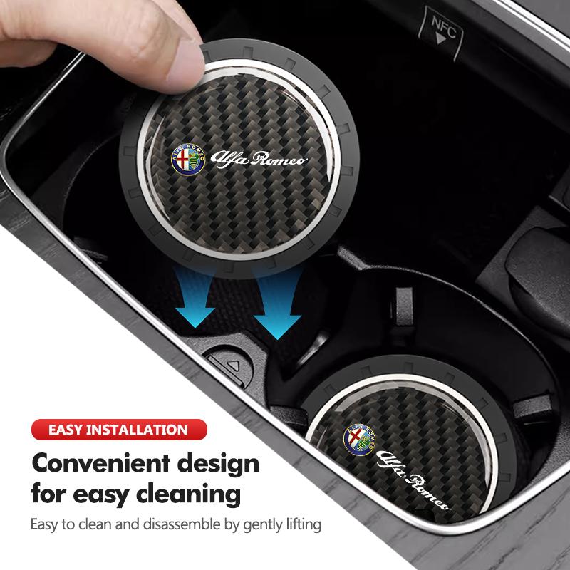 For Alfa Romeo 1/2pcs Car Waterproof Anti Slip Mat Coaster Silicone Water Cup Mat 159 Giulietta 156 147 Giulia Mito GT Stelvio esz566