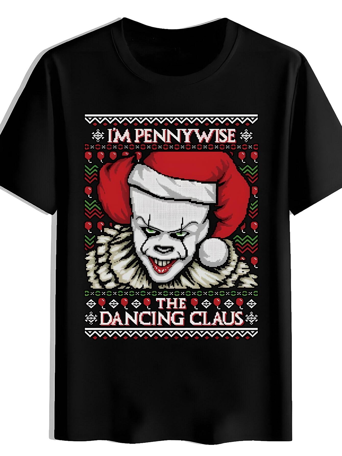 T-shirt A Pixel Art Style Cartoon Character Christmas Hat Print XXXXL
