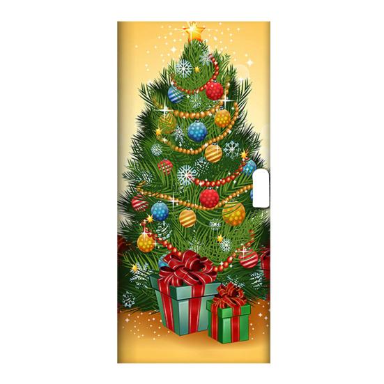 Vánoční výzdoba krytu dveří Santa Claus pozadí Vánoční závěsný kryt dveří Snadná instalace Opakovaně použitelné