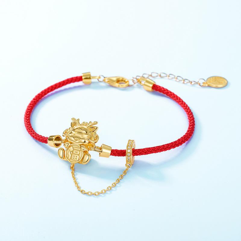 2024 Lucky Red Rope Bracelet with S925 Sterling Silver Coin - Original Niche Design for Women