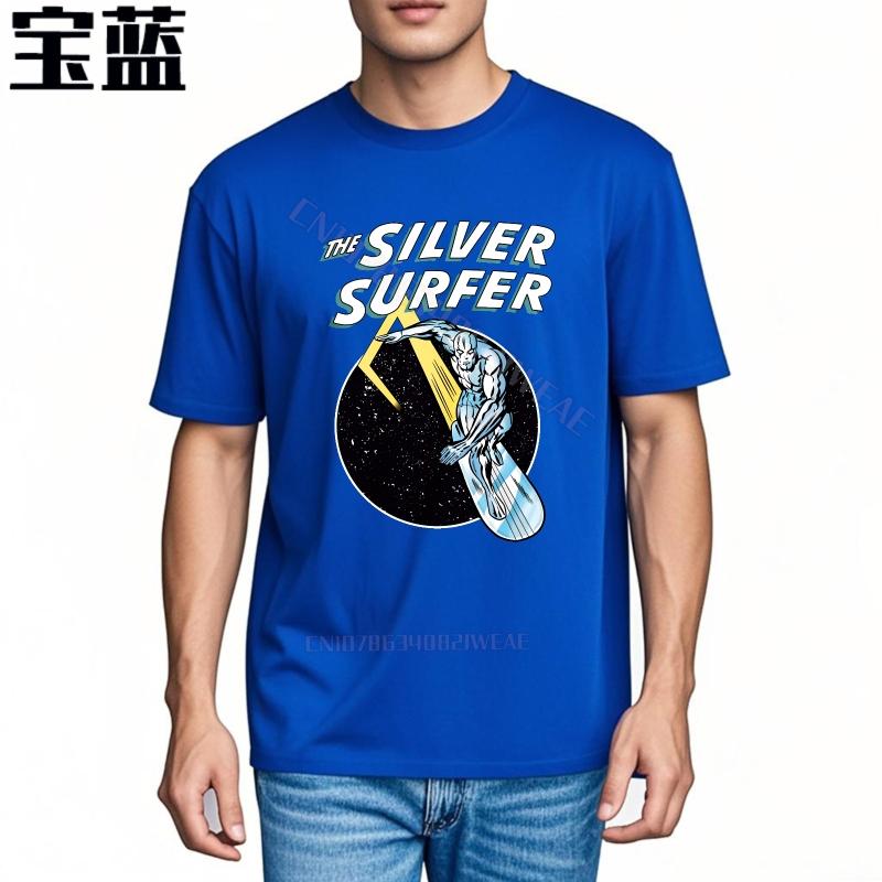 Tee Shirt Cotton Vintage Tshirt Silver Surfer Riding Cosmic Wave ONeck Unisex Tshirt Fashionable Essential Teeshirts Short