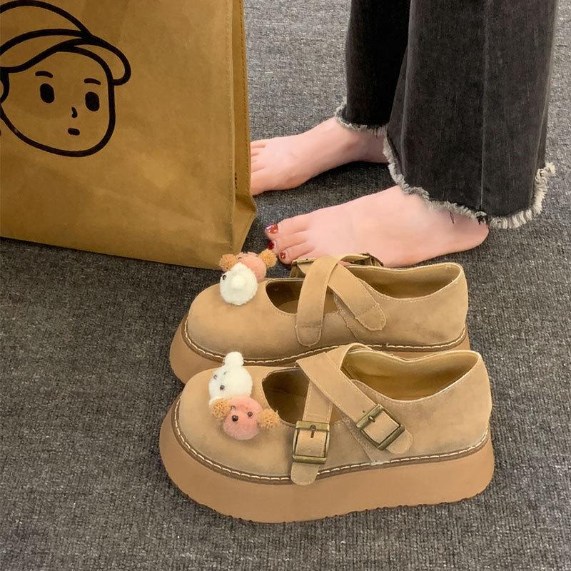 Japanese Cute Puppy Round Head Platform Mary Jane Shoes Women's Spring and Autumn 2025 New Retro Matte Versatile Single Shoes