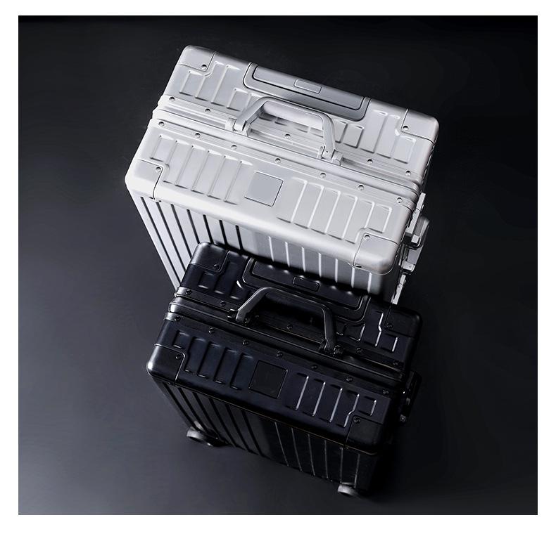 Aluminum-Magnesium Alloy Suitcase: 20-Inch Trolley & 24-Inch Travel Luggage with Password Lock