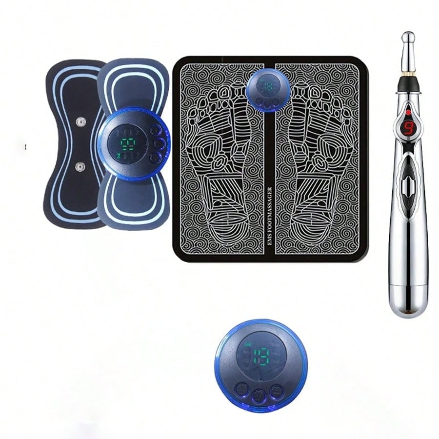 

Портативный массажный коврик, массажная палочка, массажный набор для массажа шеи, плеч и всего тела чёрный