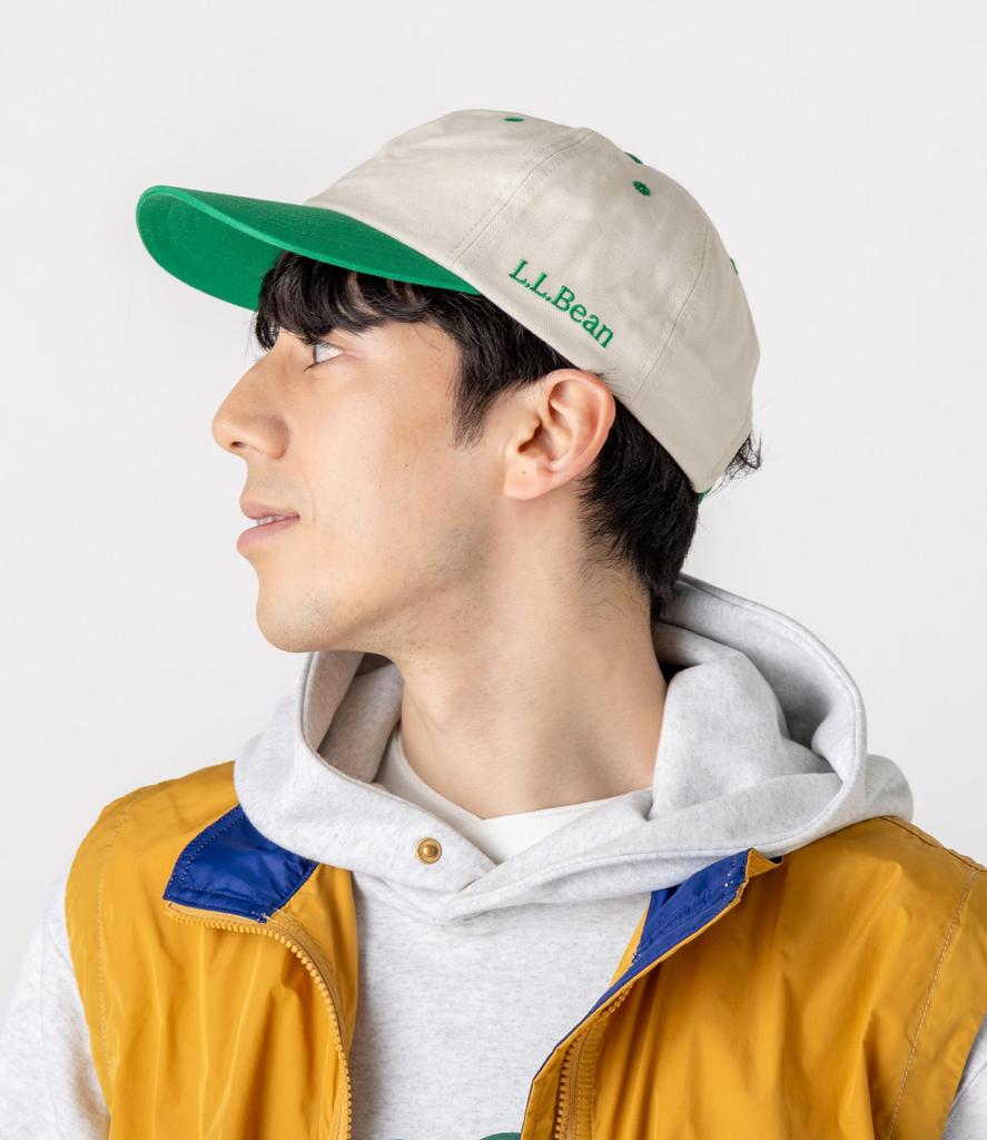 [L.L.Bean] Herren Zweifarbige Kappe aus Oxford-Stoff und Canvas, Größe L, Elfenbein/Grün, Weiß, CJ90201006