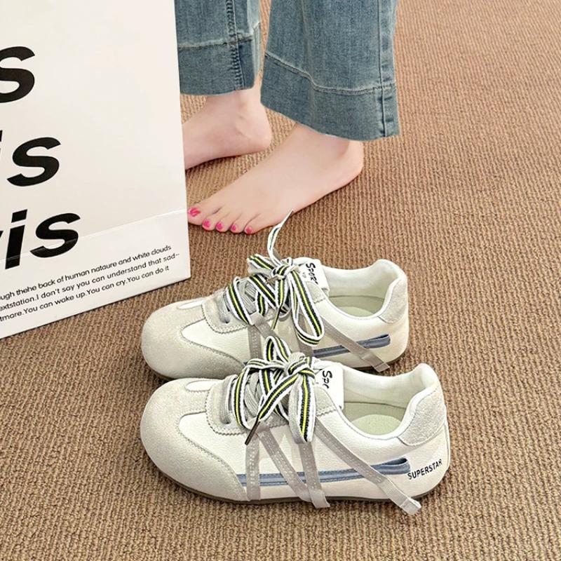 Color matching inner height increase women's autumn new versatile retro casual sports board shoes little white shoes