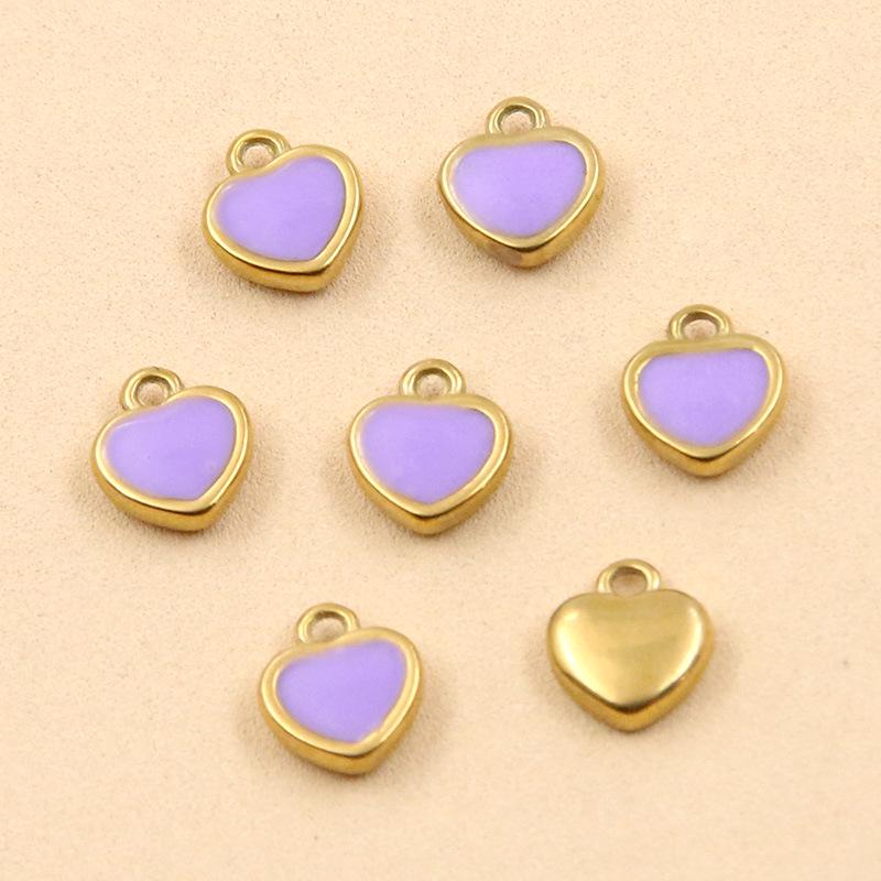 11 Color 5x6mm Stainless Steel Enamel Heart Charms Pendants