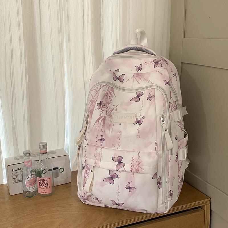 Dámský stylový lehký batoh: Školní a cestovní taška s velkou kapacitou a starobylým designem národního přílivu