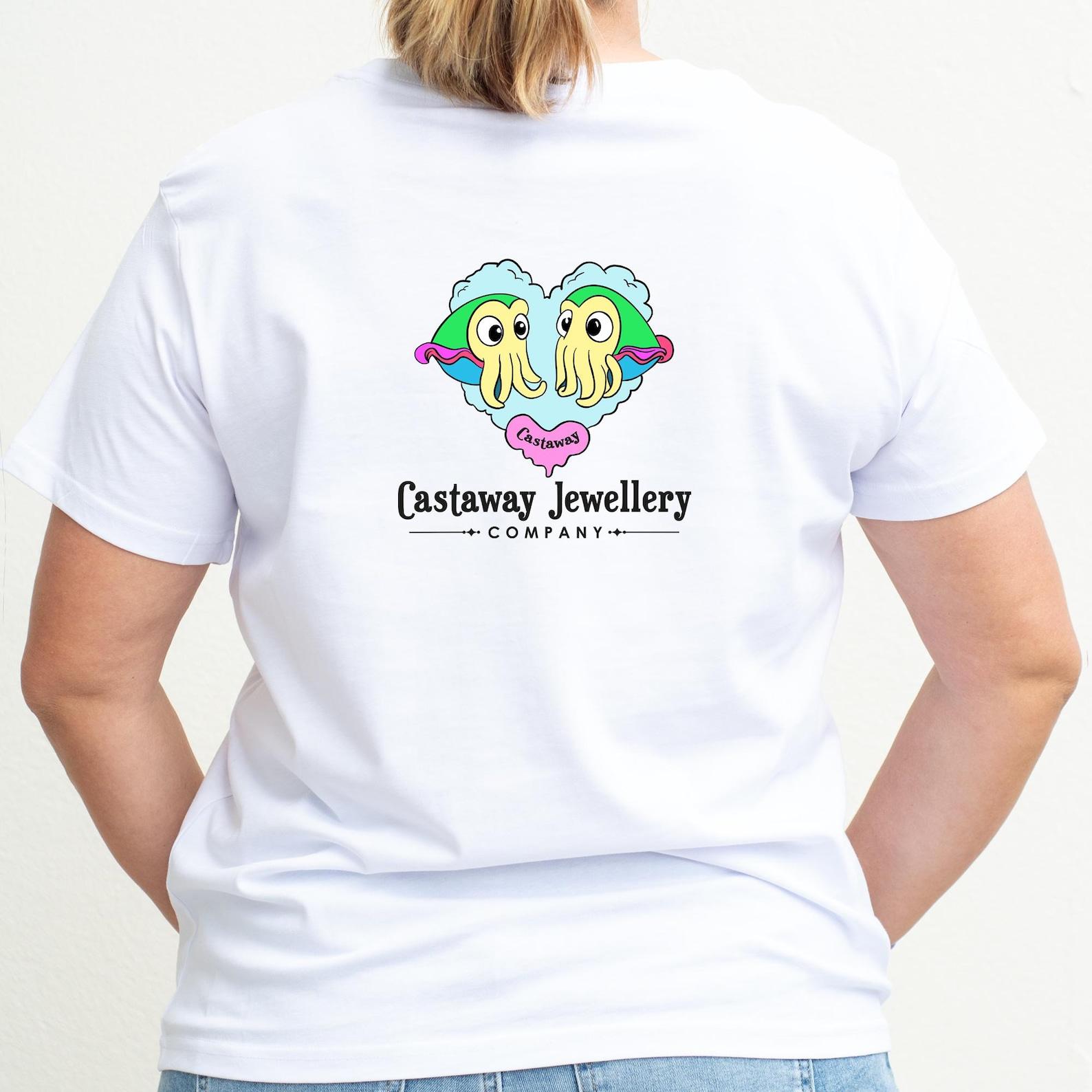 Ladies Cuddle Crew Tee Shirt White - Cuttlefish Heart Tee Shirt S