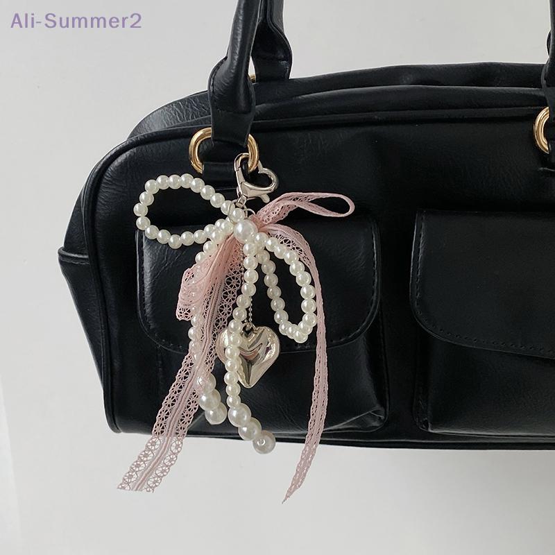 {Summer2}"Beaded Bow Keychain Phone Charm; Lace Design Pendant for Handbag and Phone Accessories, Ideal for Girls"