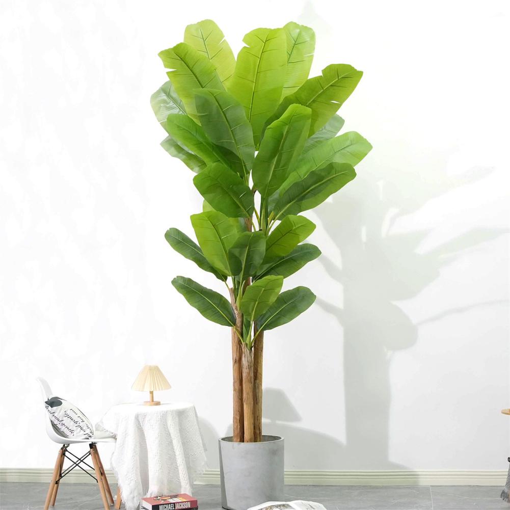 6.2FT/6.9FT Tall Artificial Banana Tree Fake Banana Tree With 10 Large Leaves And Natural Bark Greenery Potted Plant For Home