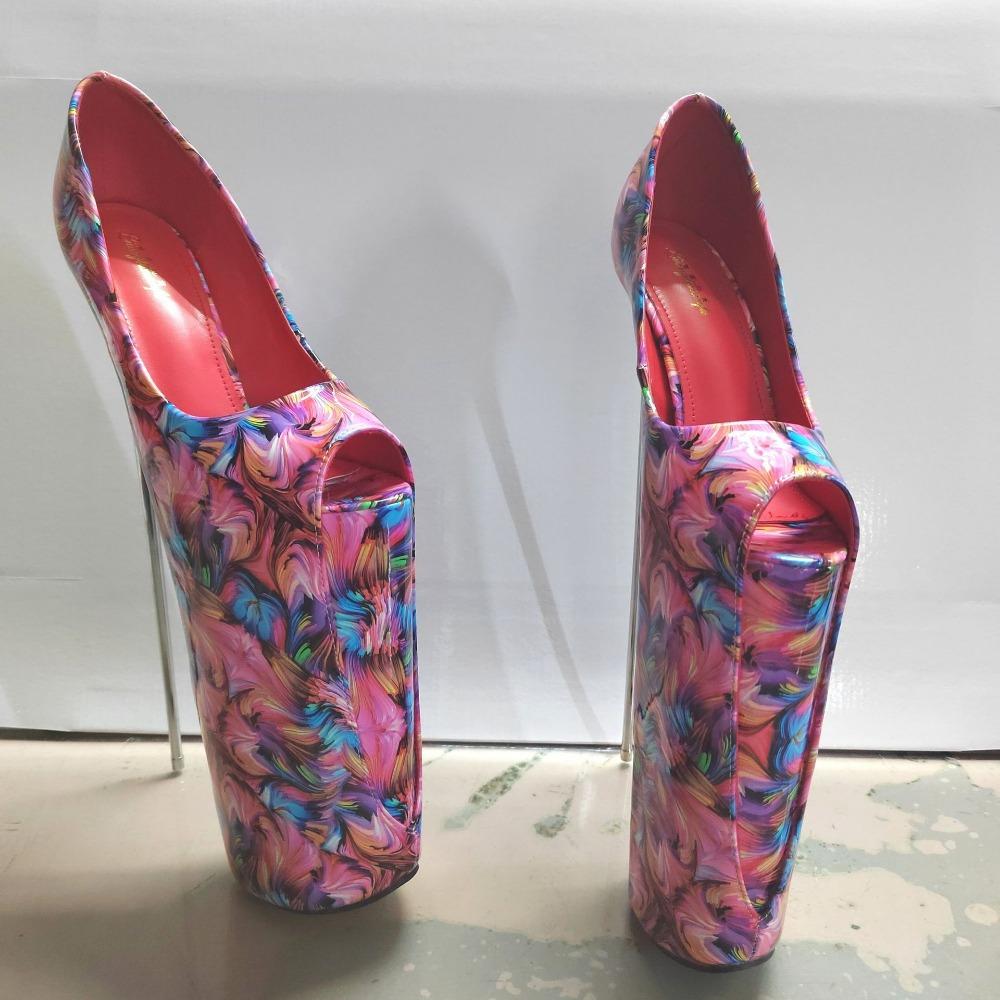 Sexy Damenschuhe Sommersandalen Stiletto 20CM Plateau Pole Dance Schuhe Runde Zehen Peep Toe Plus Size