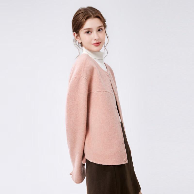Qiushui Yiren Women's Simple Double-faced Lamb Wool Winter Coat