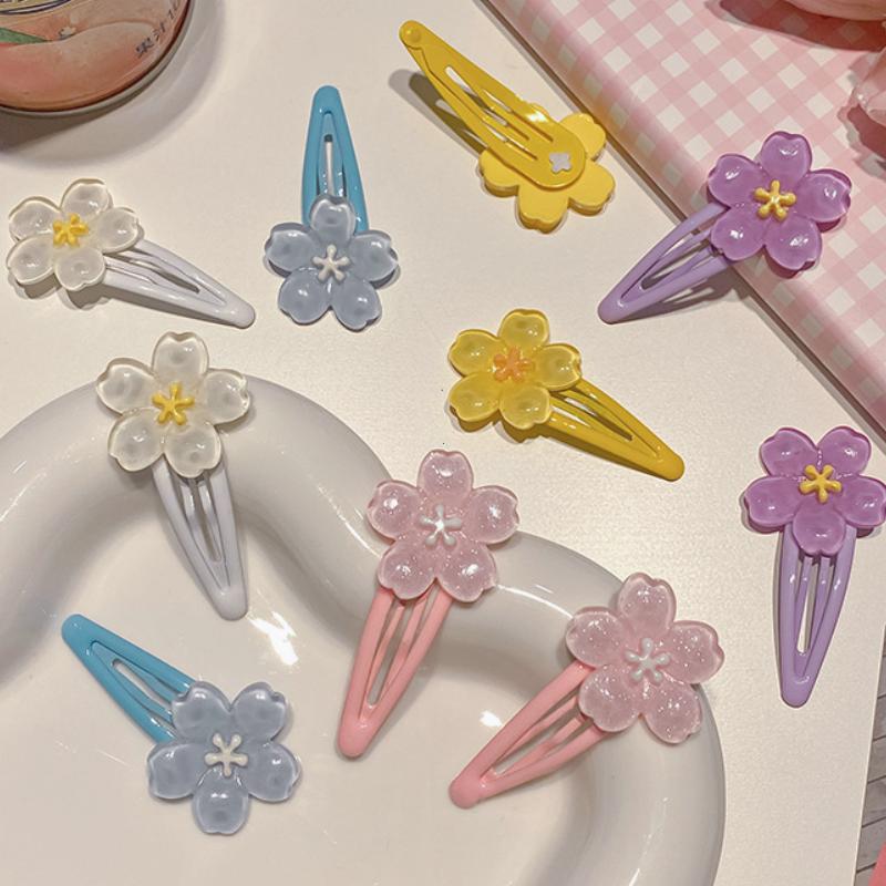 Sweet Jelly Cherry Blossom Hair Clip Headwear Cute Girls BB Clip Y2K Side Bangs Clip Hair Accessories Fresh Flowers Hairpins